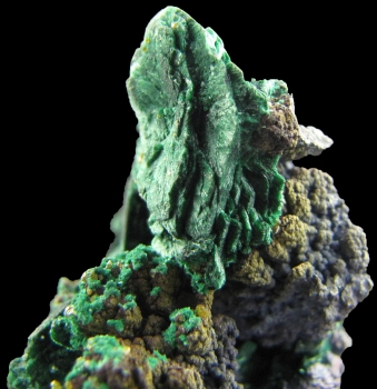 Malachite Pseudomorph after Azurite with Wulfenite from Whim Creek Copper Mine (Whim Creek Copper prospect; Whim Well Mine), Whim Creek, Roebourne Shire, Pilbara Region, Western Australia, Australia [db_pics/pics/malachite2b.jpg]