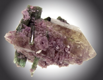 Quartz w/ Tourmaline and Lepidolite from Pederneira Mine, Sao Jose Da Safira, Minas Gerais, Brazil [db_pics/pics/quartz22b.jpg]